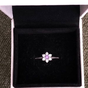 PANDORA Forget Me Not Purple Flower Ring size 6